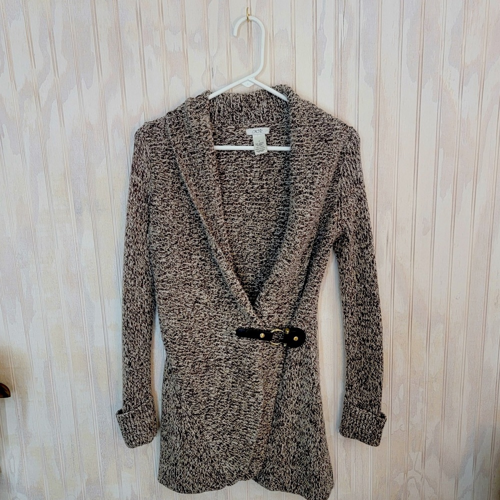Cache Brown Buckle Sweater XS